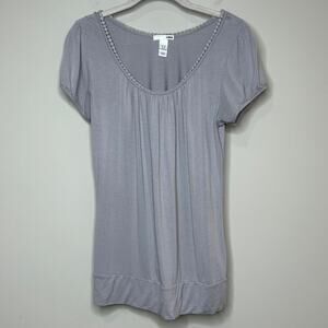H&M Cap Sleeve Scoop Neck Gray Shirt SIze M